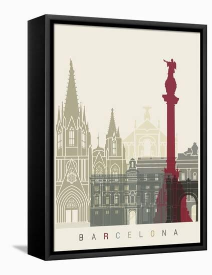 Barcelona Skyline Poster-paulrommer-Framed Stretched Canvas