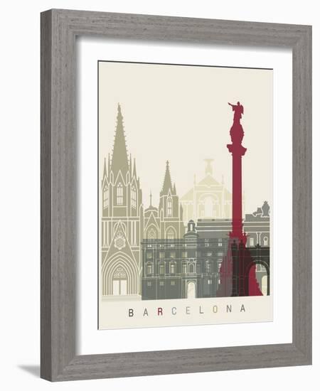 Barcelona Skyline Poster-paulrommer-Framed Art Print