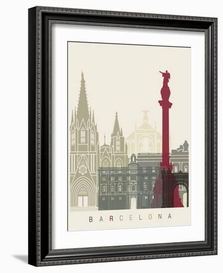 Barcelona Skyline Poster-paulrommer-Framed Art Print