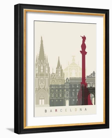 Barcelona Skyline Poster-paulrommer-Framed Art Print