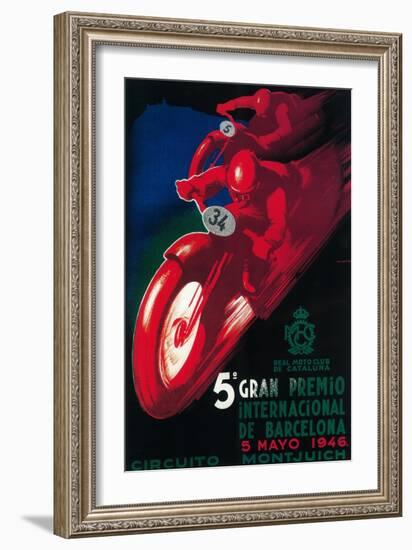 Barcelona, Spain - 5 Gran Premio International Motorcycle Poster-Lantern Press-Framed Art Print