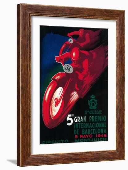 Barcelona, Spain - 5 Gran Premio International Motorcycle Poster-Lantern Press-Framed Art Print