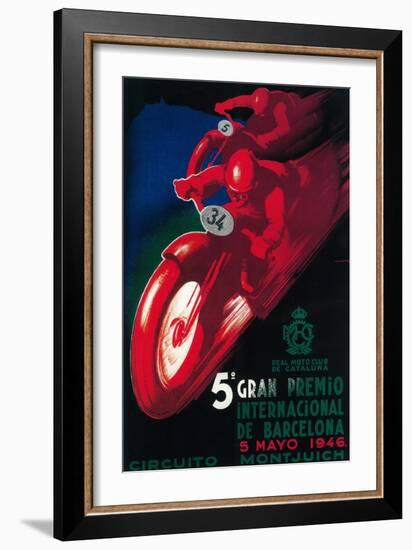 Barcelona, Spain - 5 Gran Premio International Motorcycle Poster-Lantern Press-Framed Art Print