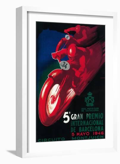 Barcelona, Spain - 5 Gran Premio International Motorcycle Poster-Lantern Press-Framed Art Print