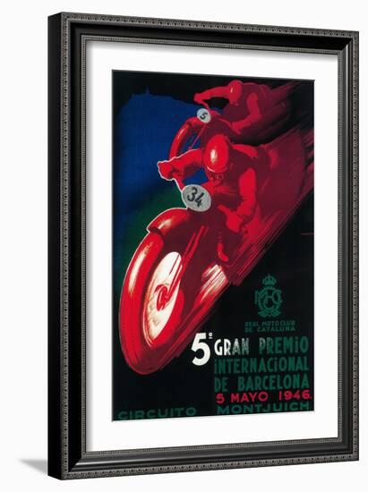 Barcelona, Spain - 5 Gran Premio International Motorcycle Poster-Lantern Press-Framed Art Print