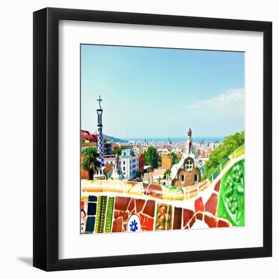 Barcelona, Spain - July 19: Ceramic Mosaic Park Guell On July 19, 2013 In Barcelona, Spain-Vladitto-Framed Art Print