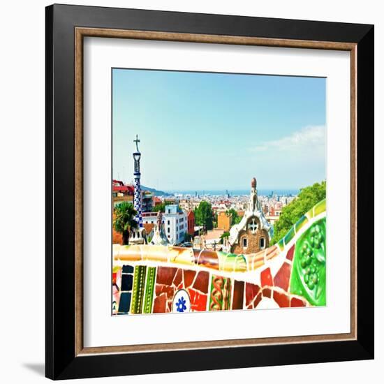 Barcelona, Spain - July 19: Ceramic Mosaic Park Guell On July 19, 2013 In Barcelona, Spain-Vladitto-Framed Art Print