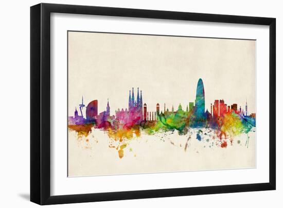 Barcelona Spain Skyline Cityscape-Michael Tompsett-Framed Art Print