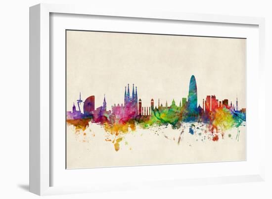 Barcelona Spain Skyline Cityscape-Michael Tompsett-Framed Art Print