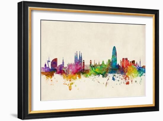 Barcelona Spain Skyline Cityscape-Michael Tompsett-Framed Art Print