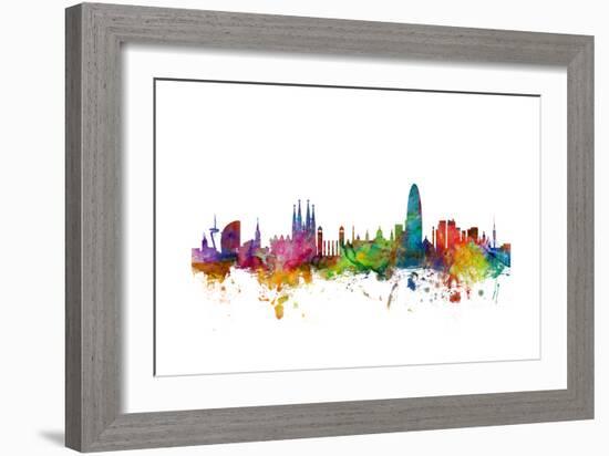 Barcelona Spain Skyline-Michael Tompsett-Framed Premium Giclee Print