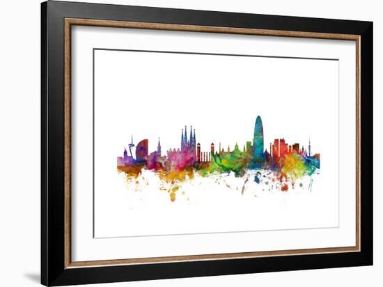 Barcelona Spain Skyline-Michael Tompsett-Framed Premium Giclee Print