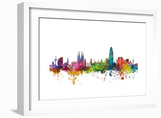 Barcelona Spain Skyline-Michael Tompsett-Framed Premium Giclee Print