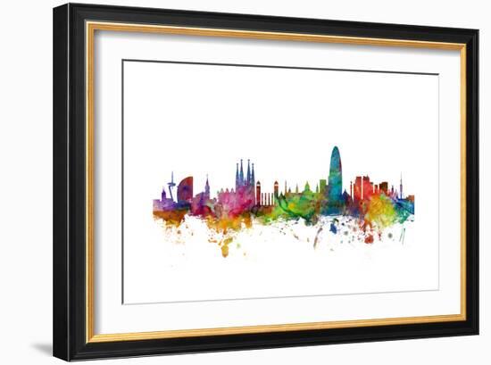 Barcelona Spain Skyline-Michael Tompsett-Framed Premium Giclee Print