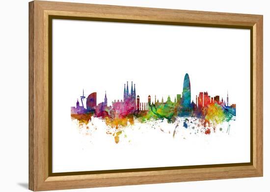 Barcelona Spain Skyline-Michael Tompsett-Framed Stretched Canvas