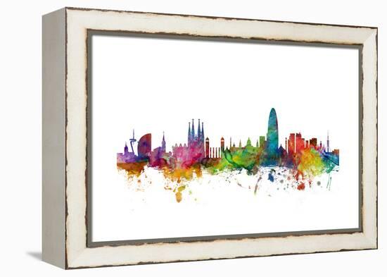 Barcelona Spain Skyline-Michael Tompsett-Framed Stretched Canvas