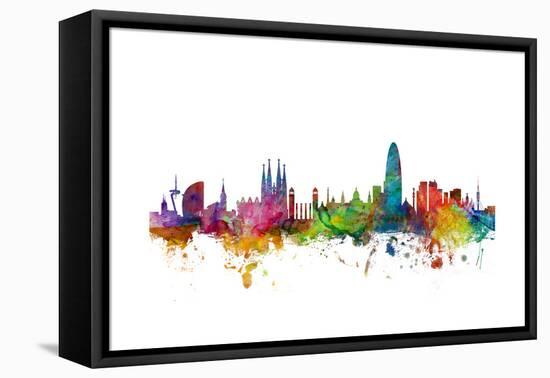 Barcelona Spain Skyline-Michael Tompsett-Framed Stretched Canvas