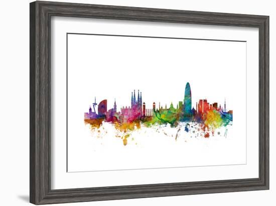 Barcelona Spain Skyline-Michael Tompsett-Framed Art Print