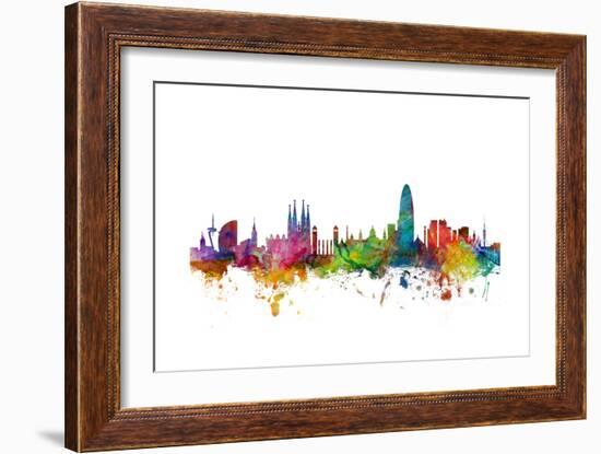 Barcelona Spain Skyline-Michael Tompsett-Framed Art Print