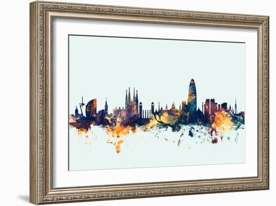 Barcelona Spain Skyline-Michael Tompsett-Framed Art Print