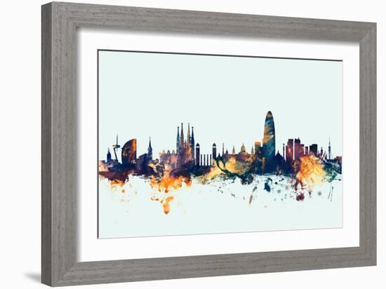 Barcelona Spain Skyline-Michael Tompsett-Framed Art Print