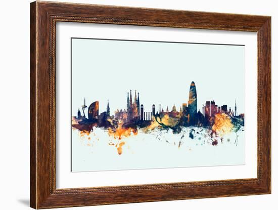 Barcelona Spain Skyline-Michael Tompsett-Framed Art Print