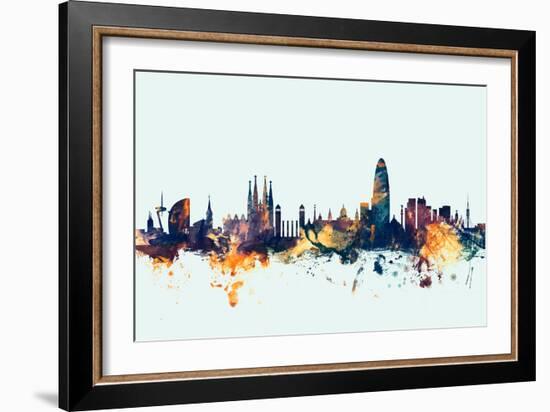 Barcelona Spain Skyline-Michael Tompsett-Framed Art Print