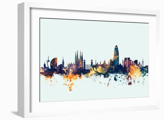 Barcelona Spain Skyline-Michael Tompsett-Framed Art Print