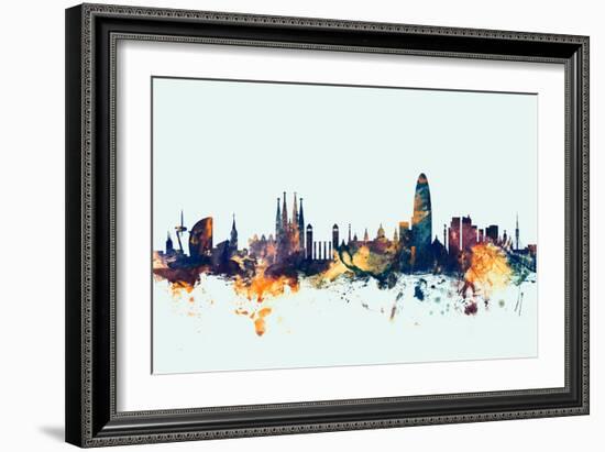 Barcelona Spain Skyline-Michael Tompsett-Framed Art Print