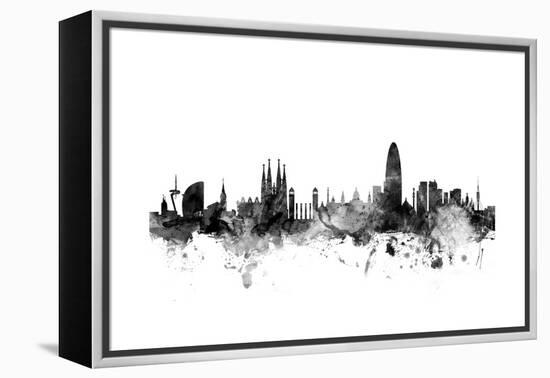 Barcelona Spain Skyline-Michael Tompsett-Framed Stretched Canvas