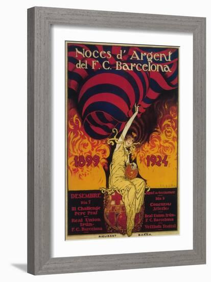 Barcelona, Spain - Soccer Promo Poster-Lantern Press-Framed Art Print