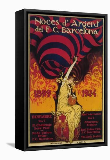 Barcelona, Spain - Soccer Promo Poster-Lantern Press-Framed Stretched Canvas