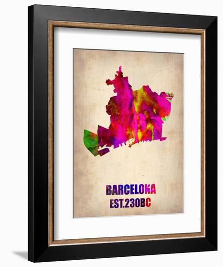 Barcelona Watercolor Map-NaxArt-Framed Art Print