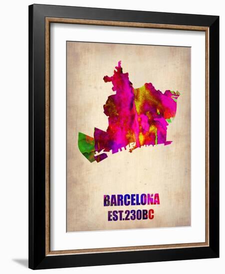 Barcelona Watercolor Map-NaxArt-Framed Art Print