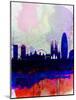 Barcelona Watercolor Skyline 2-NaxArt-Mounted Art Print