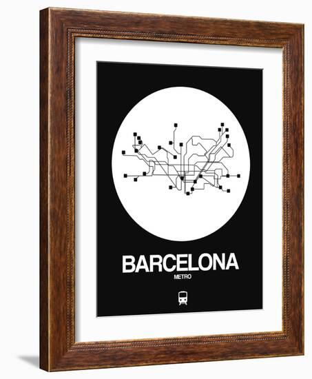 Barcelona White Subway Map-NaxArt-Framed Art Print