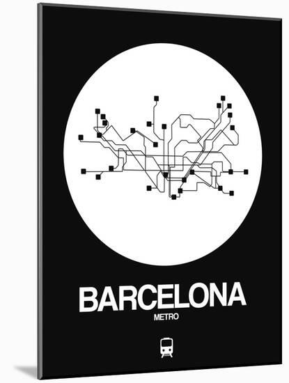 Barcelona White Subway Map-NaxArt-Mounted Art Print