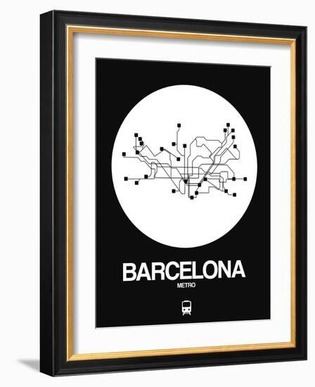 Barcelona White Subway Map-NaxArt-Framed Art Print