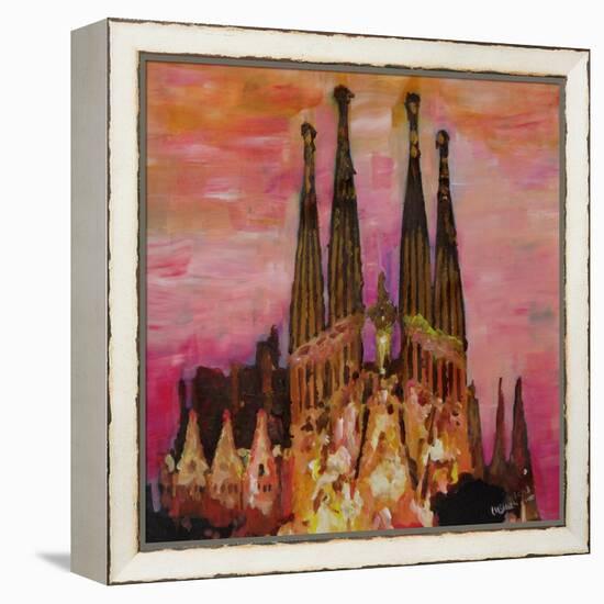Barcelona with Sagrada Familia and Vanilla Sky-Markus Bleichner-Framed Stretched Canvas