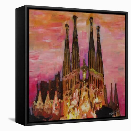 Barcelona with Sagrada Familia and Vanilla Sky-Markus Bleichner-Framed Stretched Canvas