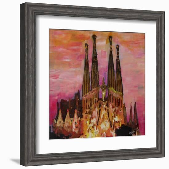 Barcelona with Sagrada Familia and Vanilla Sky-Markus Bleichner-Framed Art Print