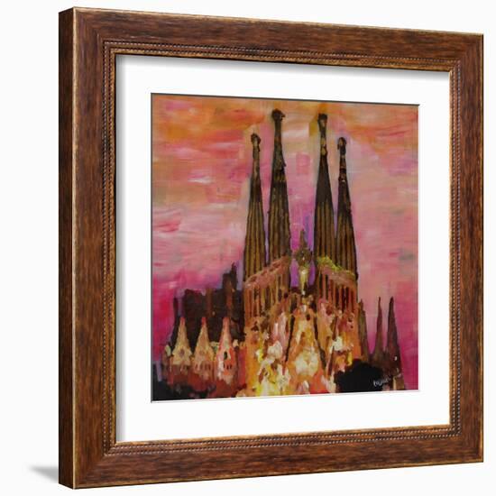 Barcelona with Sagrada Familia and Vanilla Sky-Markus Bleichner-Framed Art Print