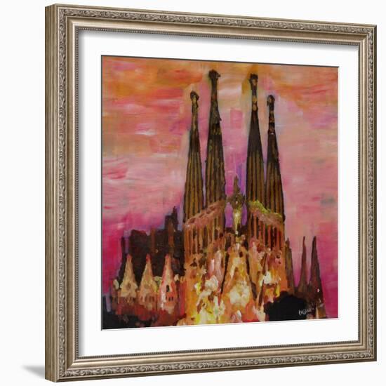 Barcelona with Sagrada Familia and Vanilla Sky-Markus Bleichner-Framed Art Print