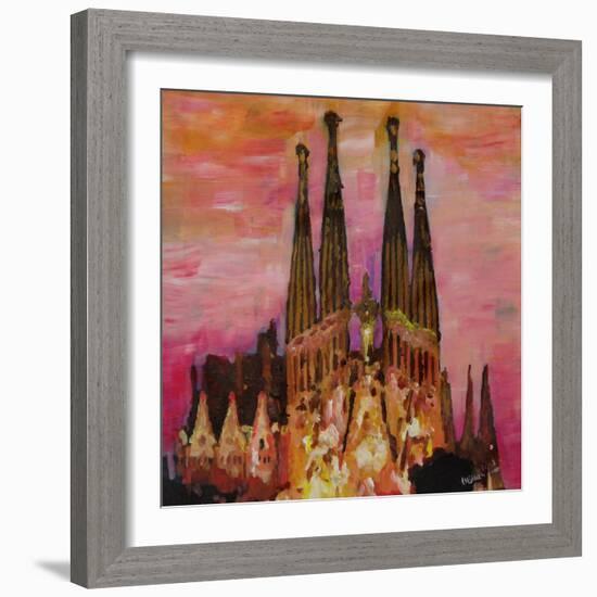 Barcelona with Sagrada Familia and Vanilla Sky-Markus Bleichner-Framed Art Print