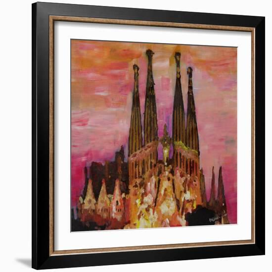 Barcelona with Sagrada Familia and Vanilla Sky-Markus Bleichner-Framed Art Print