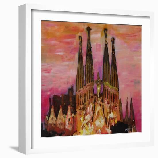 Barcelona with Sagrada Familia and Vanilla Sky-Markus Bleichner-Framed Art Print