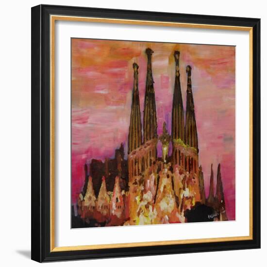 Barcelona with Sagrada Familia and Vanilla Sky-Markus Bleichner-Framed Art Print