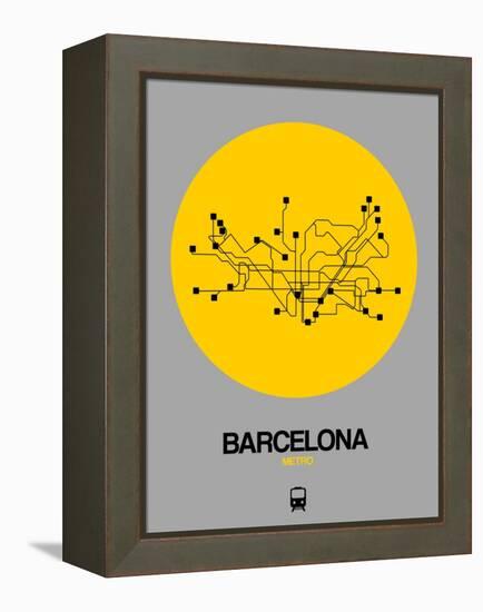 Barcelona Yellow Subway Map-NaxArt-Framed Stretched Canvas