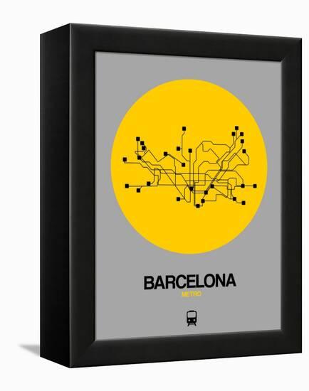 Barcelona Yellow Subway Map-NaxArt-Framed Stretched Canvas