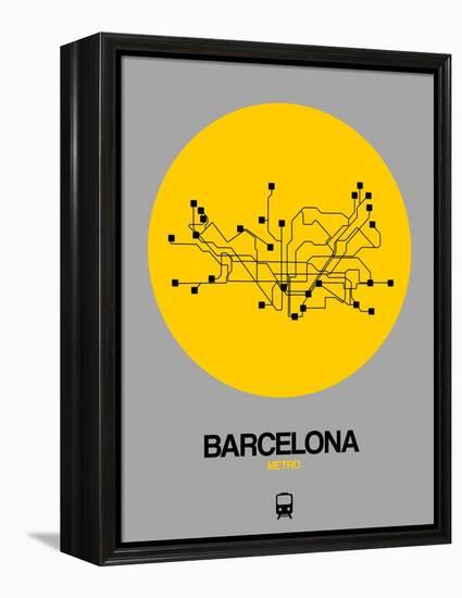 Barcelona Yellow Subway Map-NaxArt-Framed Stretched Canvas